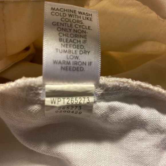 J. Jill Love Linen White Wide-Leg Pants Elastic Back Waist with Side Zip - Picture 6 of 6